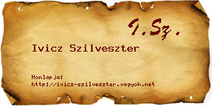 Ivicz Szilveszter névjegykártya